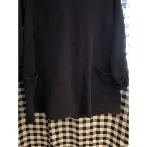 Susan Graver Navy Blue V Neck Sweatshirt Tunic Size Large - Picture 3 of 7